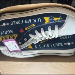 Custom Nasa ? Us Air Force  High Top Canvas Sneakers / Shoes